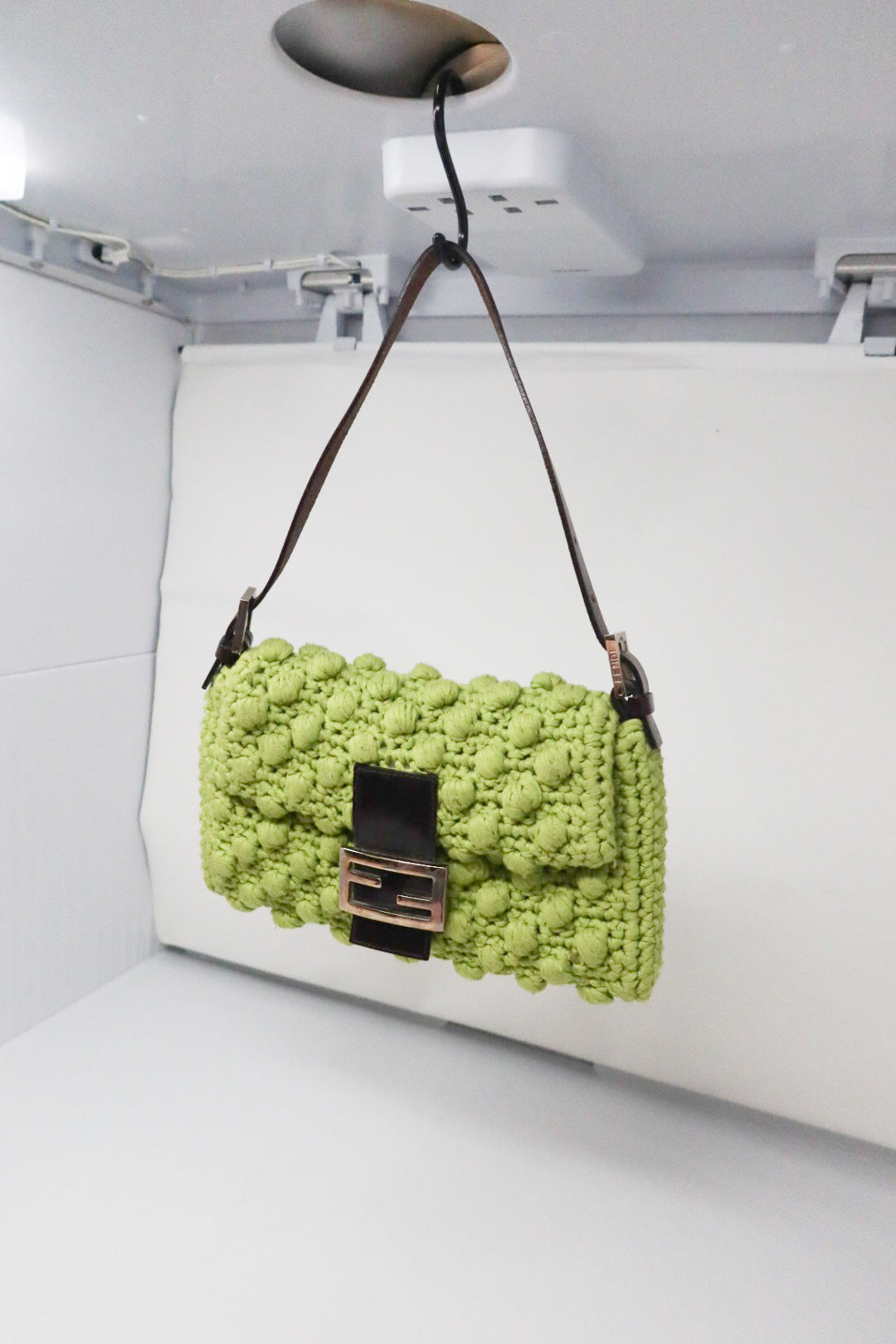 Fendi Lime Green Knit Baguette