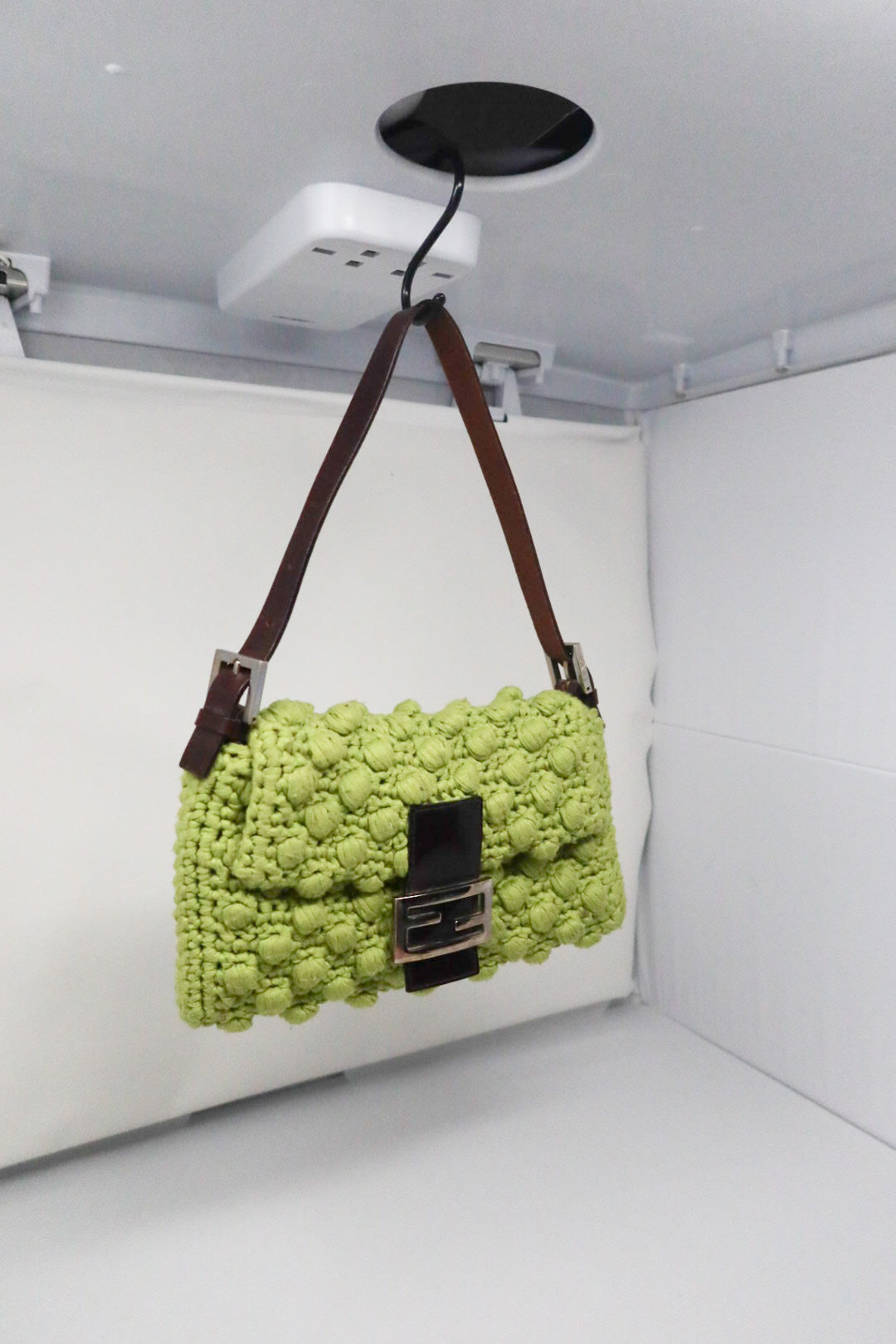 Fendi Lime Green Knit Baguette