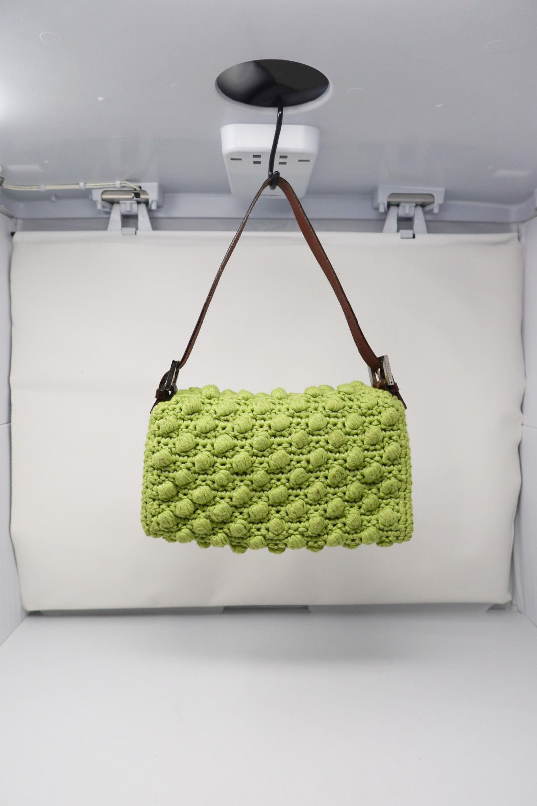 Fendi Lime Green Knit Baguette