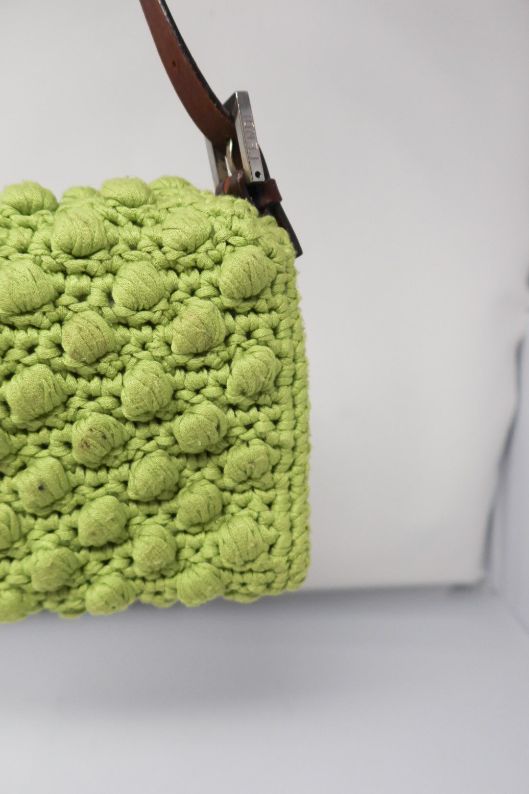 Fendi Lime Green Knit Baguette