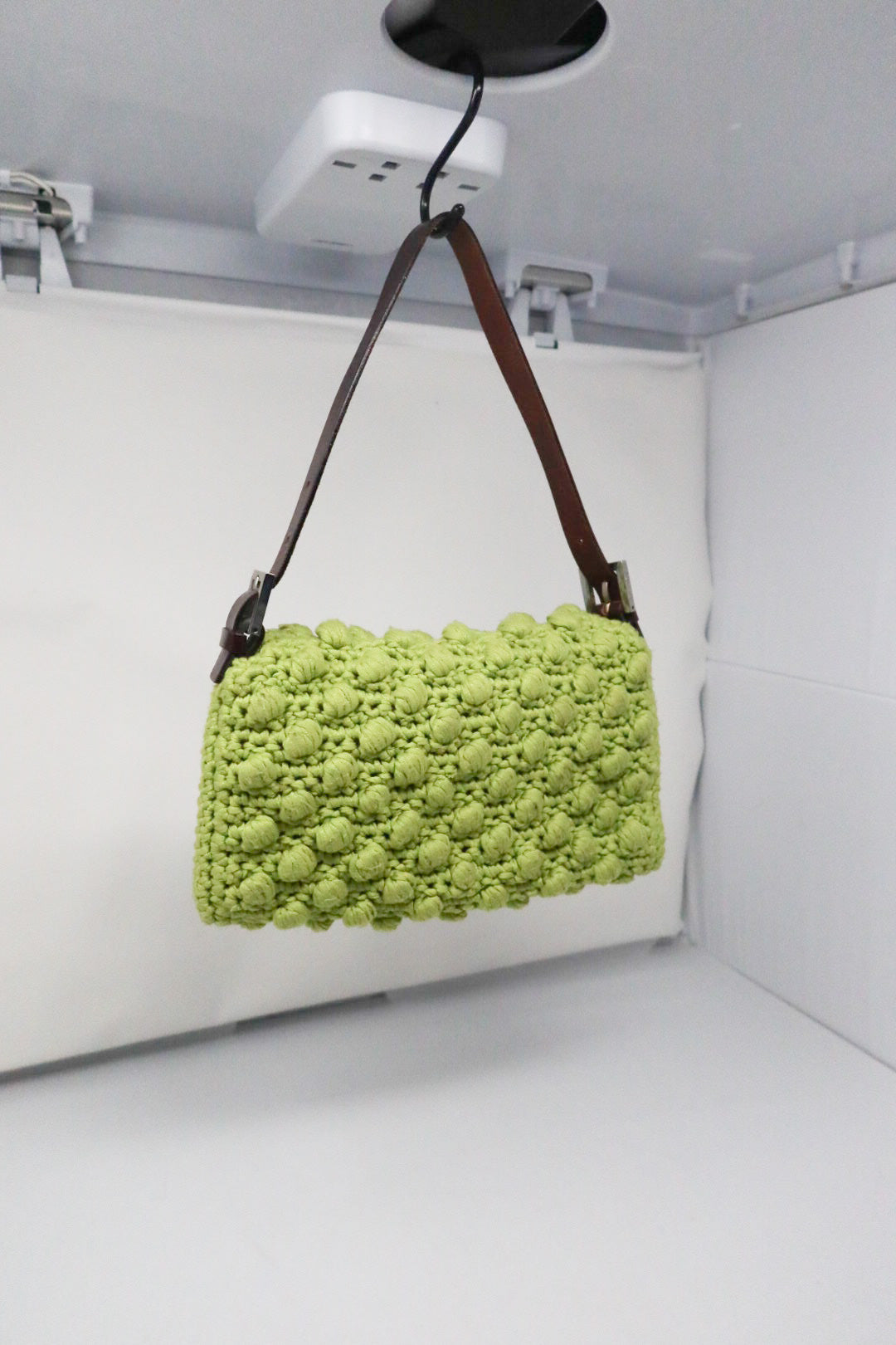 Fendi Lime Green Knit Baguette