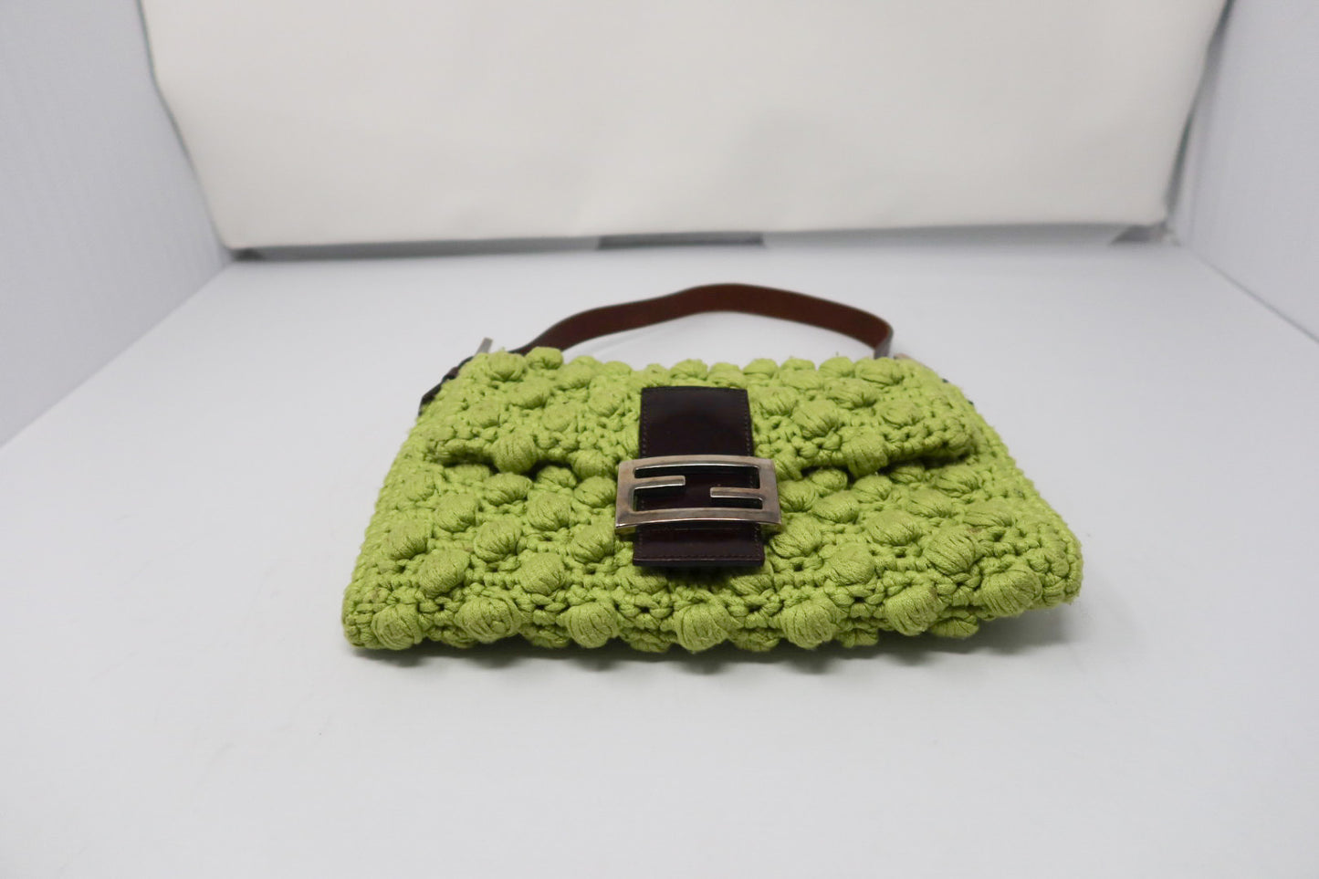 Fendi Lime Green Knit Baguette