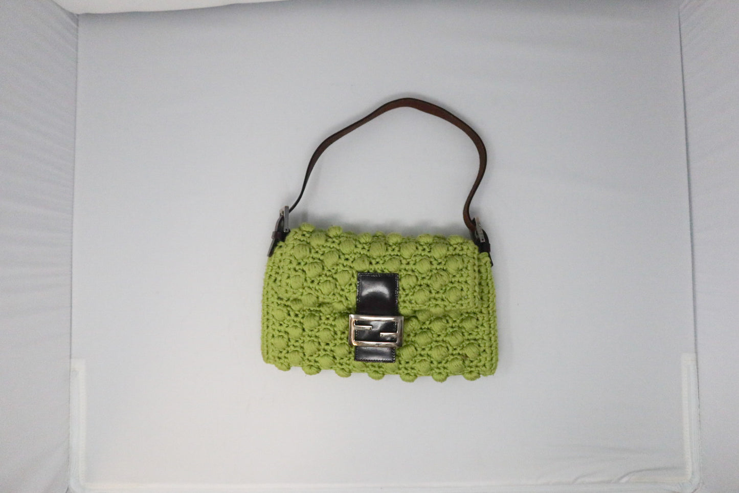 Fendi Lime Green Knit Baguette