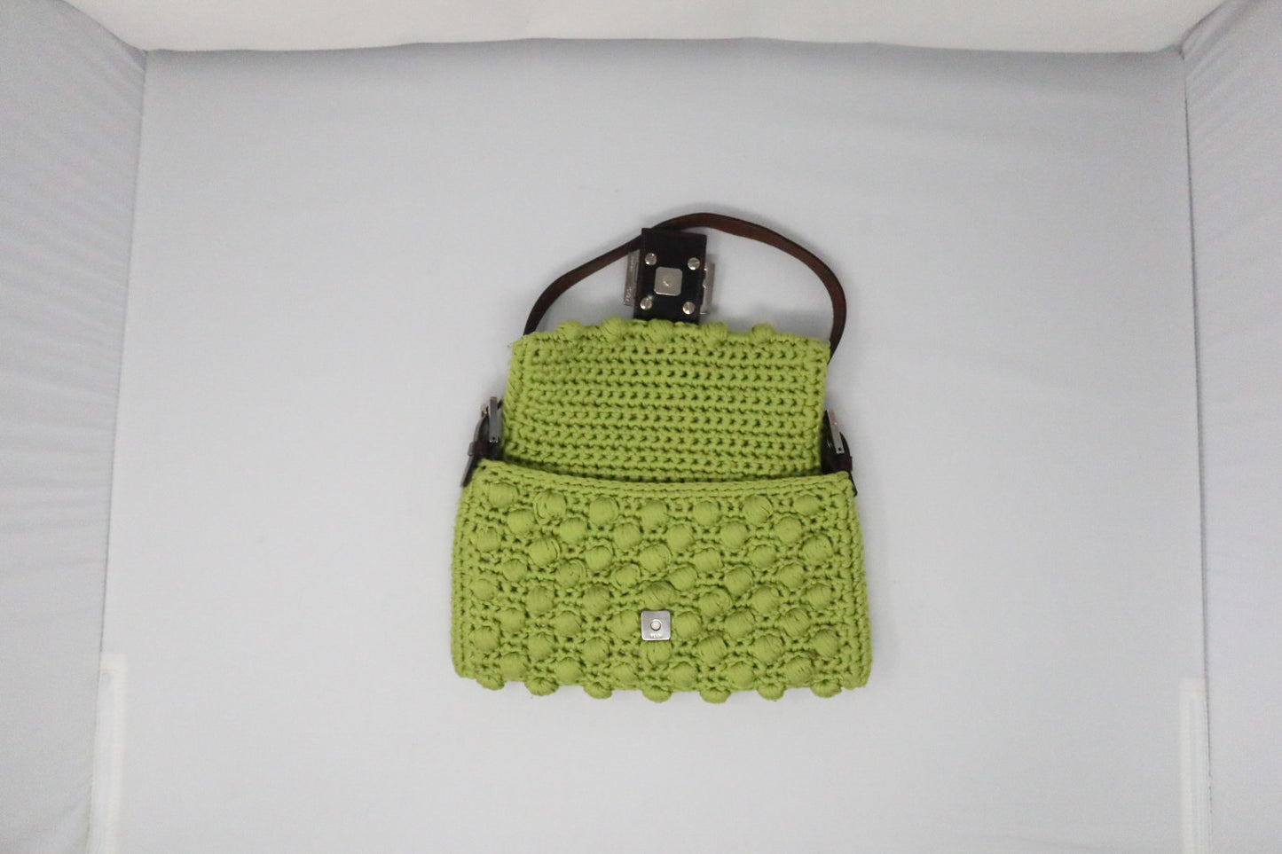 Fendi Lime Green Knit Baguette