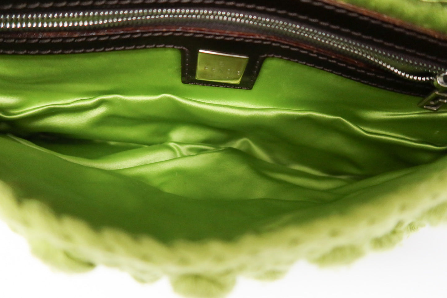 Fendi Lime Green Knit Baguette