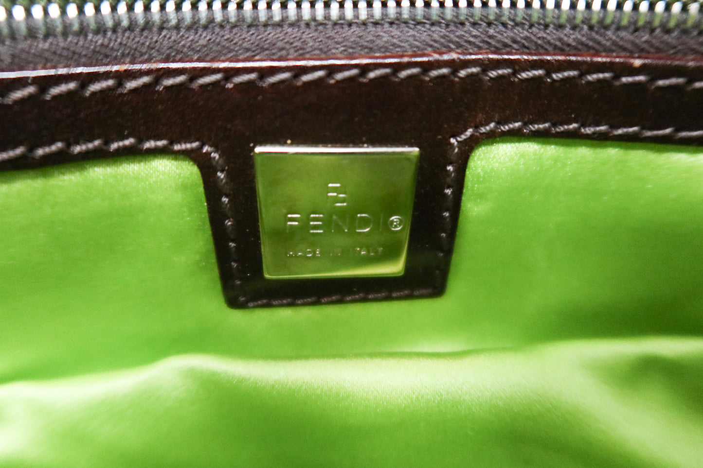 Fendi Lime Green Knit Baguette