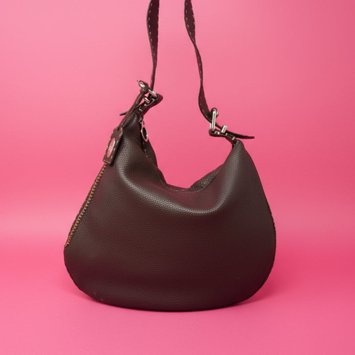 Fendi Brown Selleria Oyster Shoulder Bag