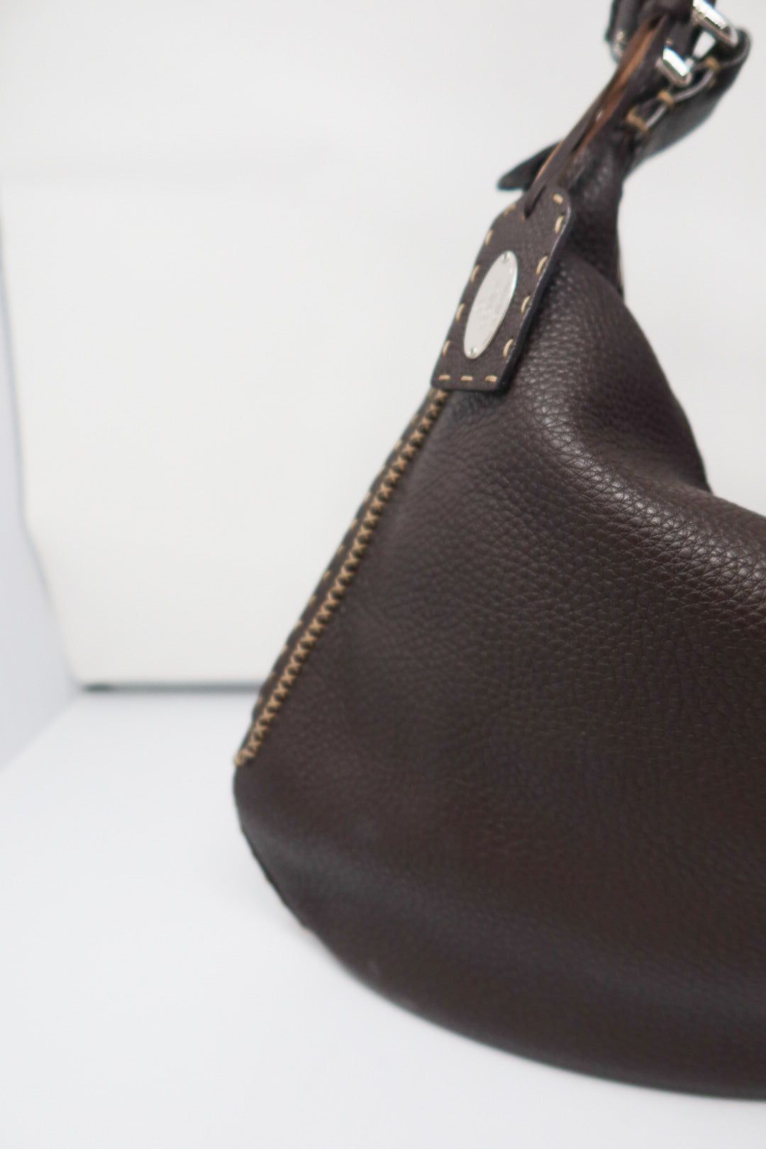 Fendi Brown Selleria Oyster Shoulder Bag