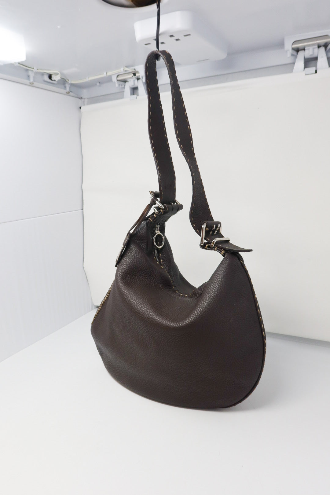 Fendi Brown Selleria Oyster Shoulder Bag