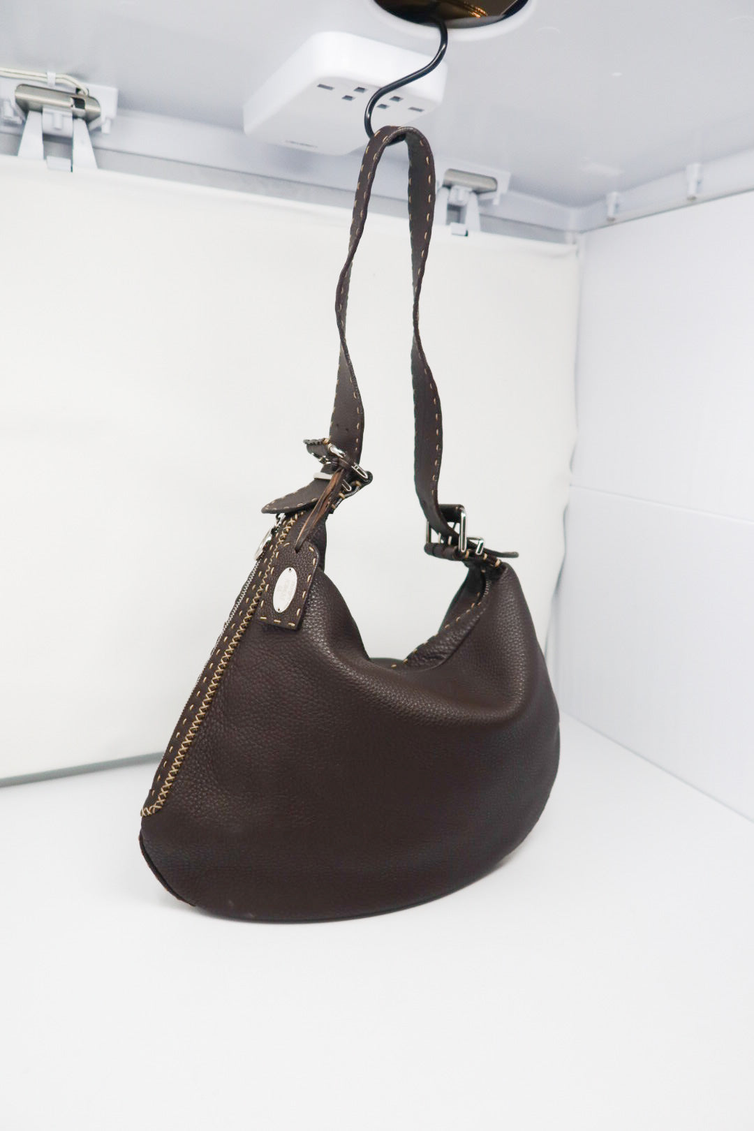 Fendi Brown Selleria Oyster Shoulder Bag