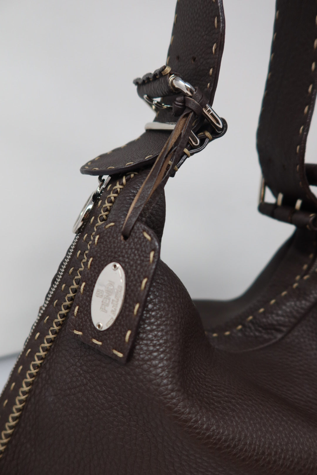 Fendi Brown Selleria Oyster Shoulder Bag