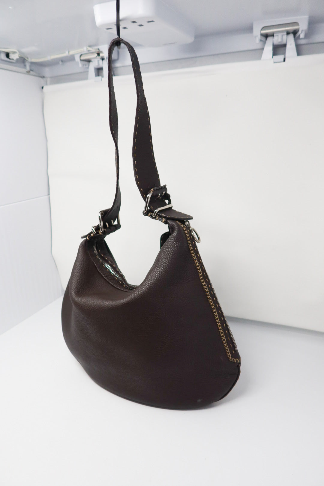 Fendi Brown Selleria Oyster Shoulder Bag