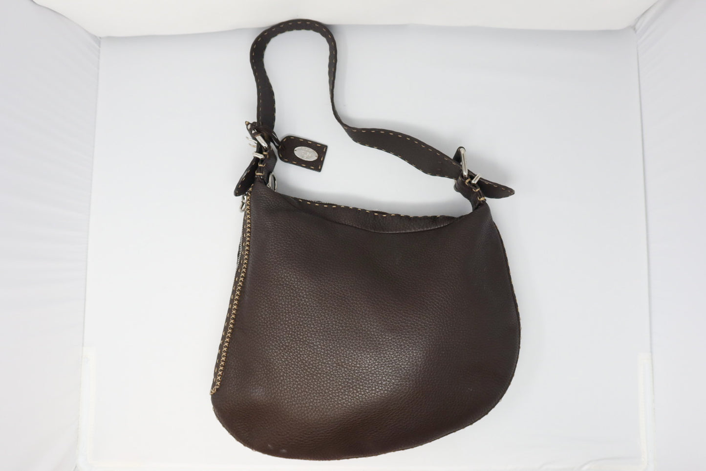 Fendi Brown Selleria Oyster Shoulder Bag