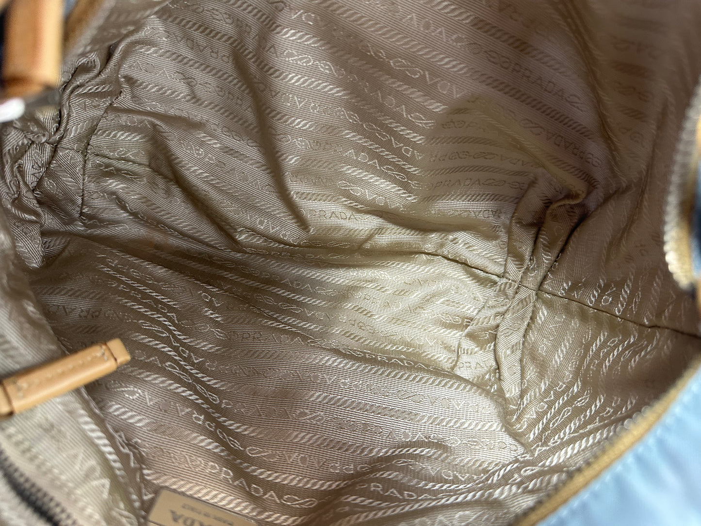 Prada Light Blue Embroidered Tessuto Hobo