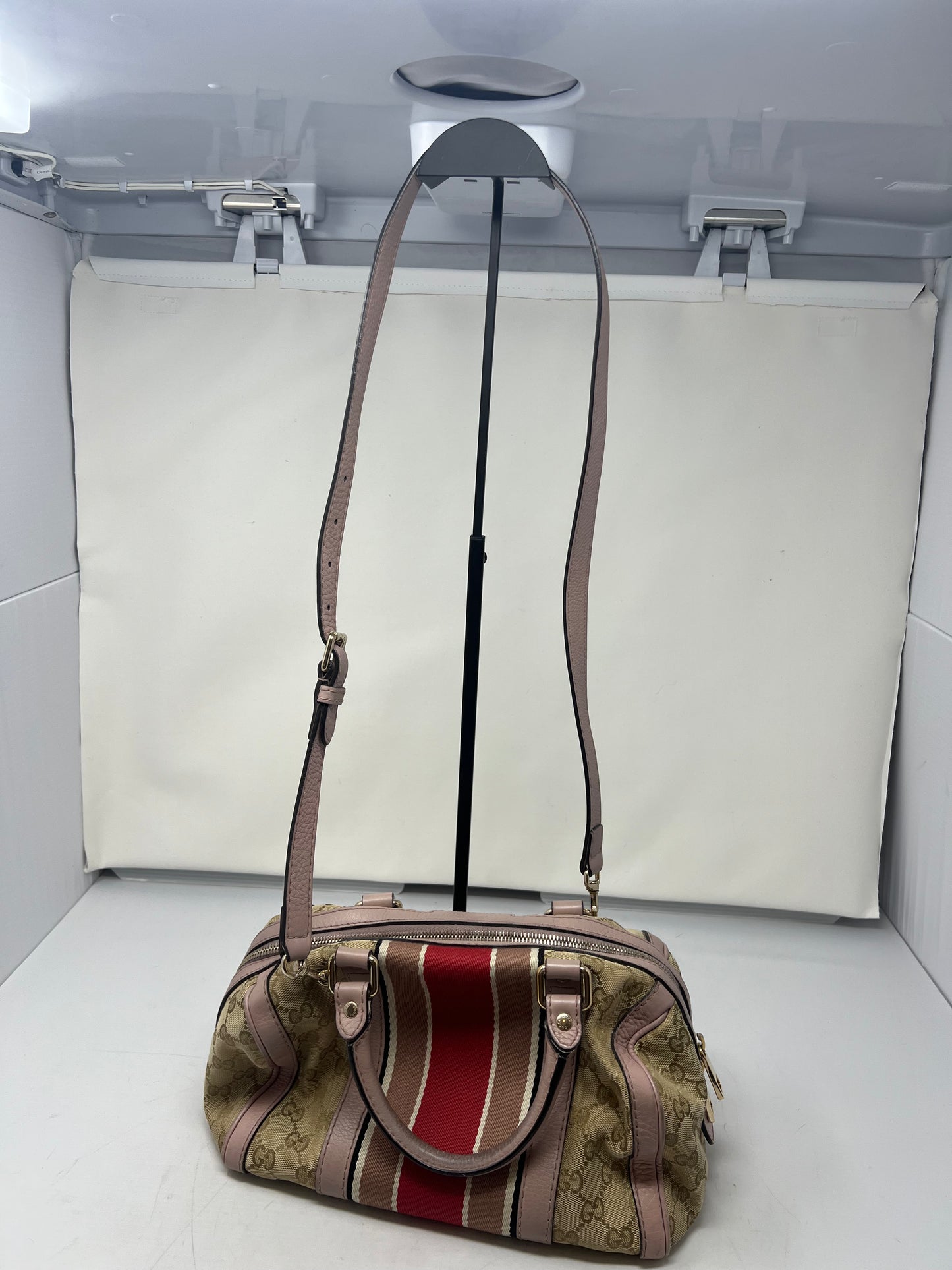 Gucci Vintage Web Boston Bag GG Canvas Medium with strap