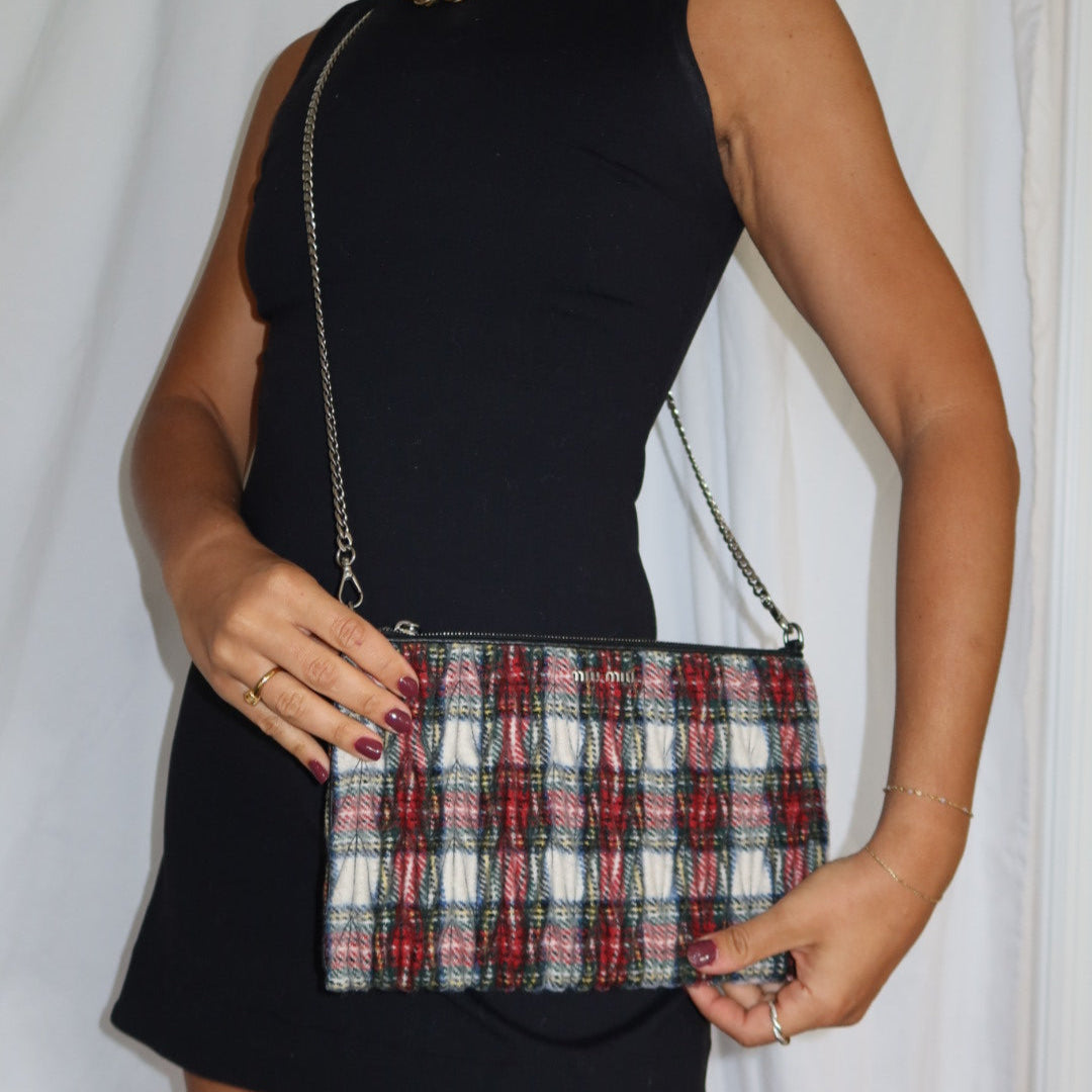 Miu Miu Matelasse Wool Crossbody