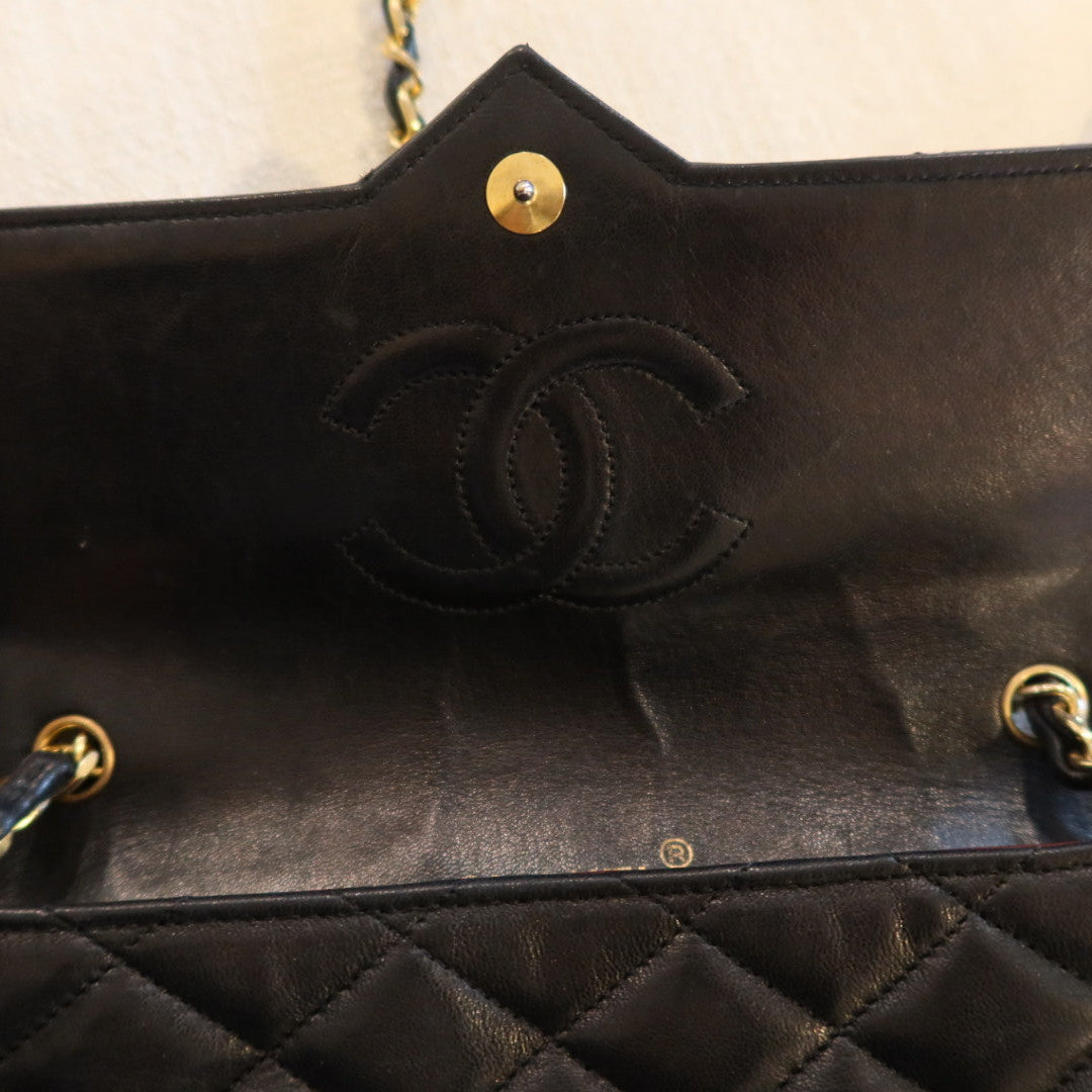 Chanel Vintage Classic Single Flap Bag Stitched Caviar Medium