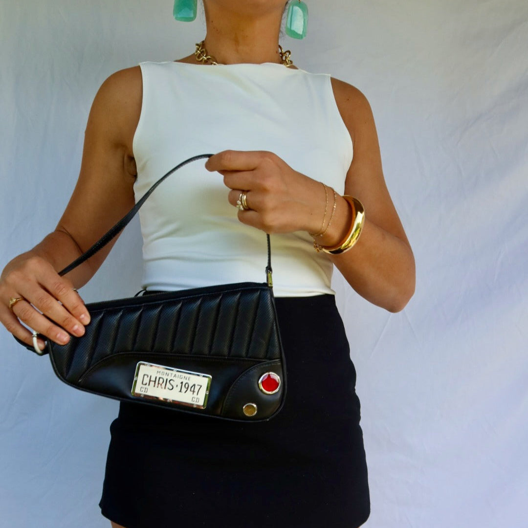 Dior Cadillac Montaigne Black Leather Handbag