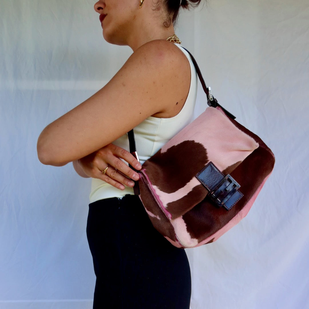 FENDI Mama Baguette Pink Pony Hair