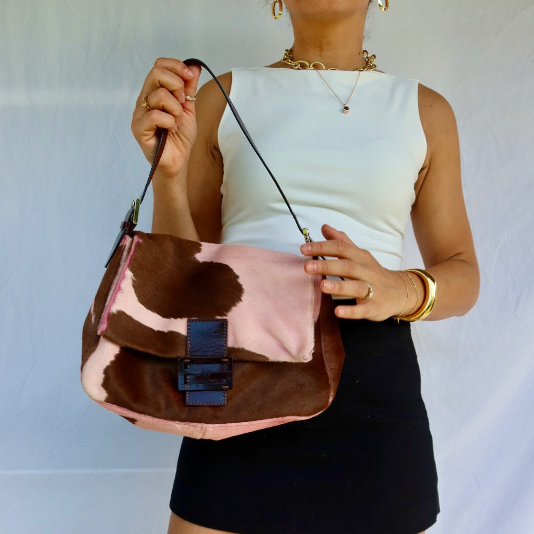 FENDI Mama Baguette Pink Pony Hair