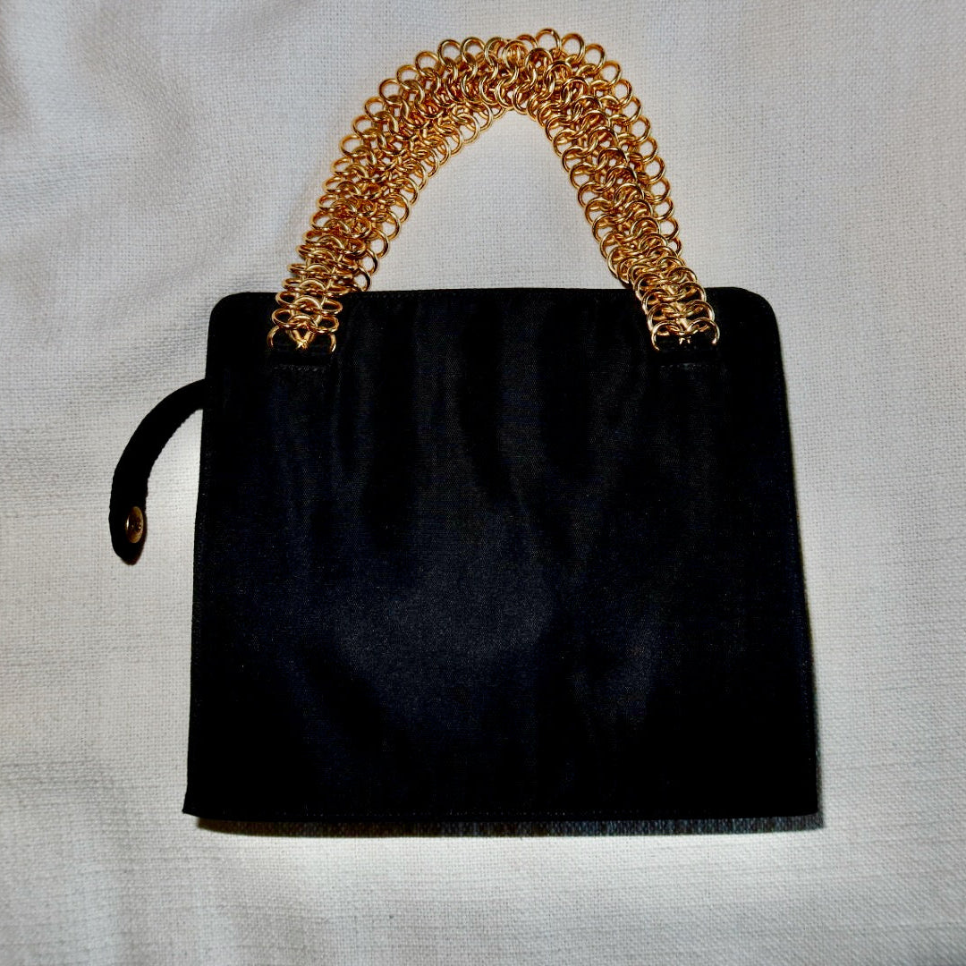 Prada Black Nylon Gold Chain Handbag