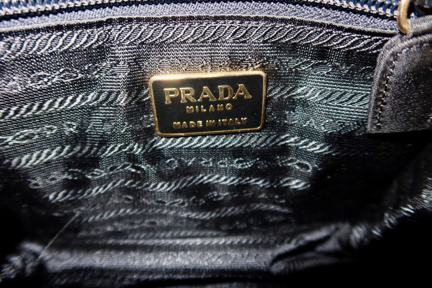 Prada Black Nylon Gold Chain Handbag