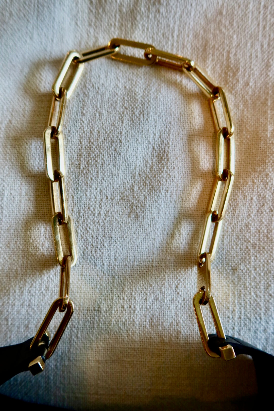 GUCCI Jackie Black GG Canvas Gold Chain