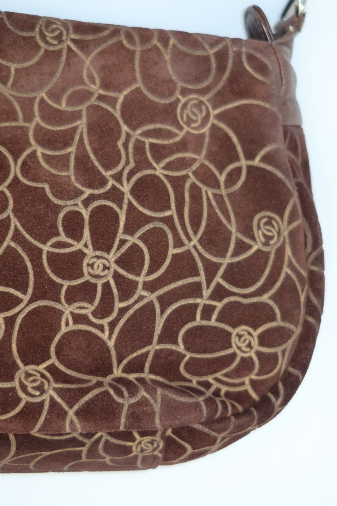 Chanel Camellia Suede Brown Shoulder Bag
