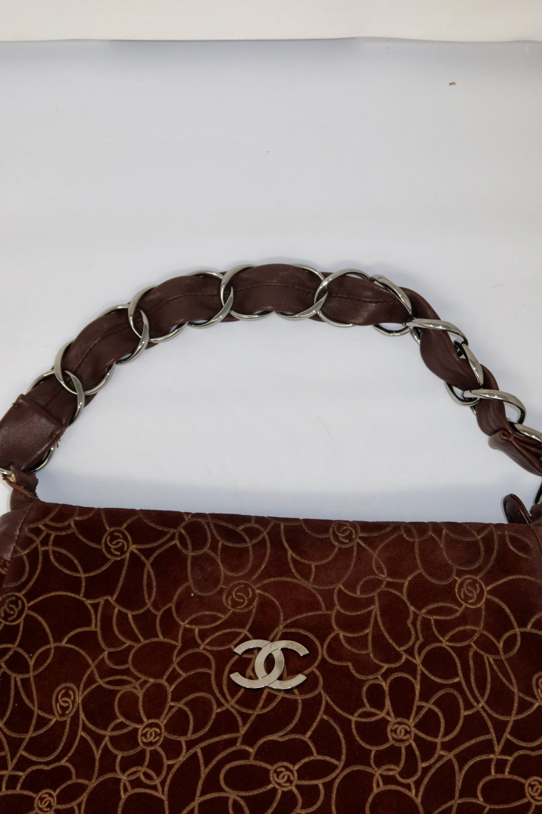 Chanel Camellia Suede Brown Shoulder Bag