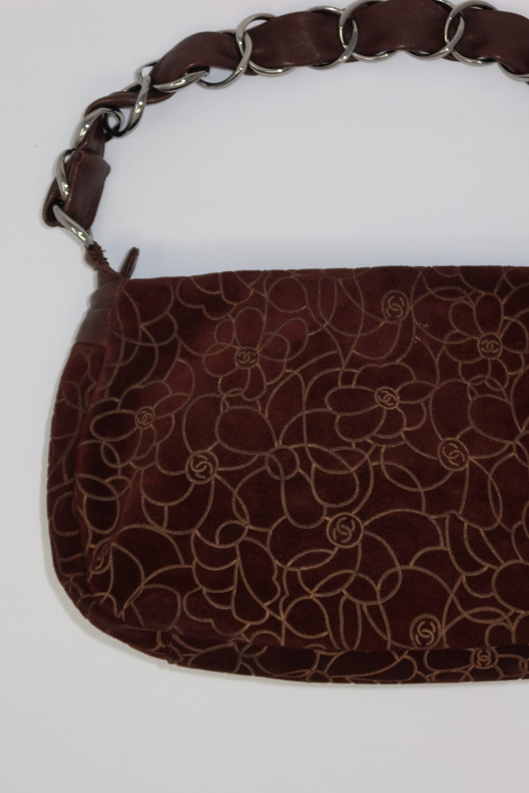 Chanel Camellia Suede Brown Shoulder Bag