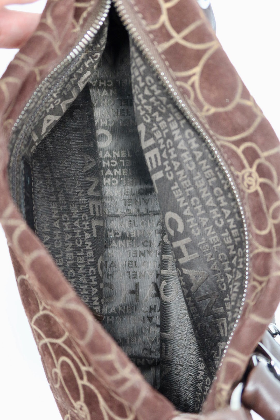 Chanel Camellia Suede Brown Shoulder Bag