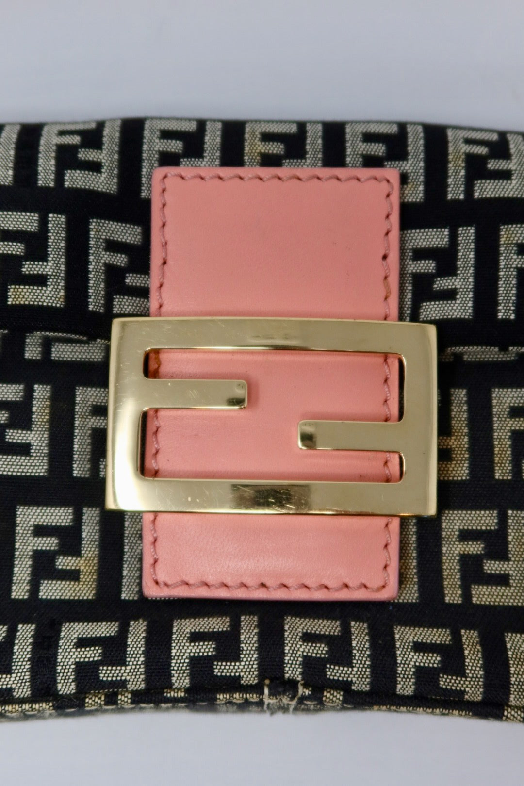 Fendi Mini Baguette Zucchino Canvas Pink Hand Bag