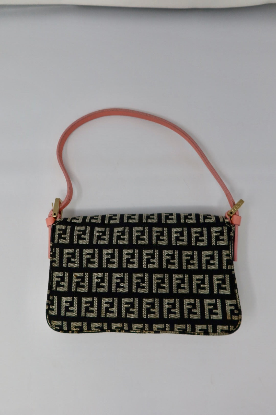 Fendi Mini Baguette Zucchino Canvas Pink Hand Bag