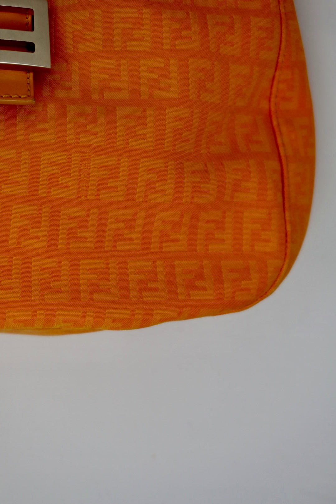 Fendi Zucchino Canvas Leather Shoulder Bag