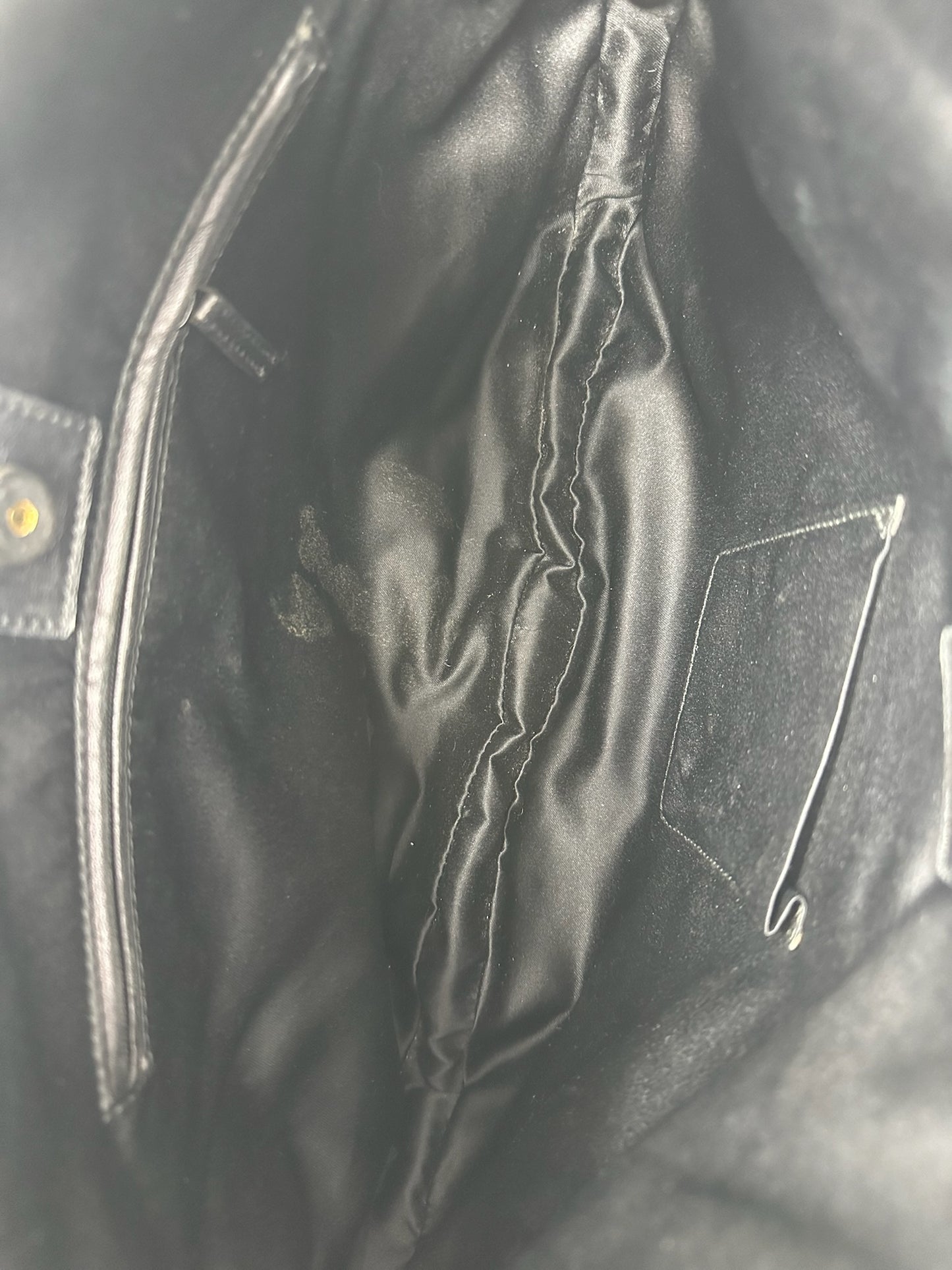 YSL Mombasa Logo Shoulder Horn Bag in Beige/Gold