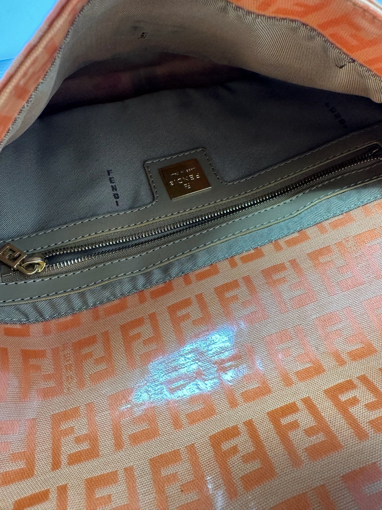 Fendi Orange Vinyl Zucchino Baguette