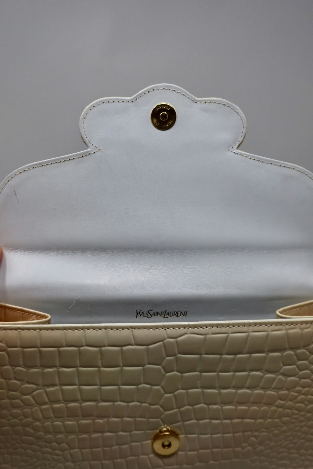 Yves Saint Laurent Cream Clutch Bag - Comes with original box