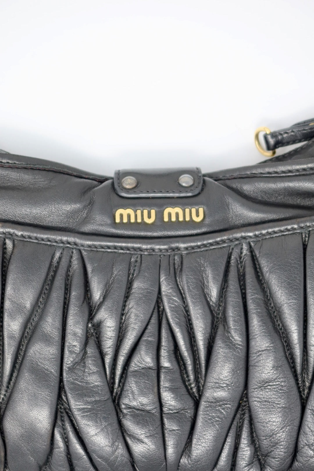 Miu Miu Matelasse Black Leather Hobo Shoulder Bag