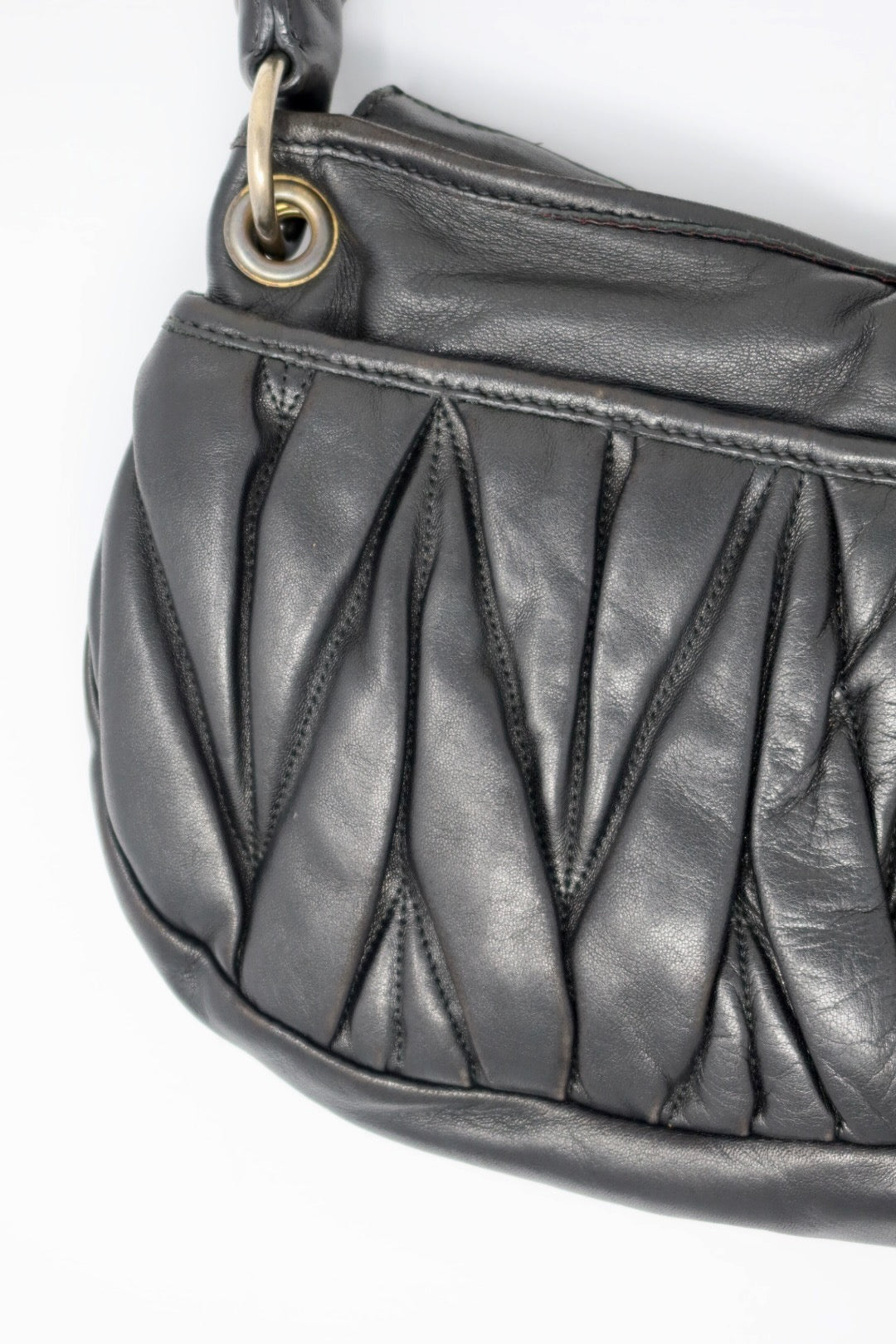 Miu Miu Matelasse Black Leather Hobo Shoulder Bag