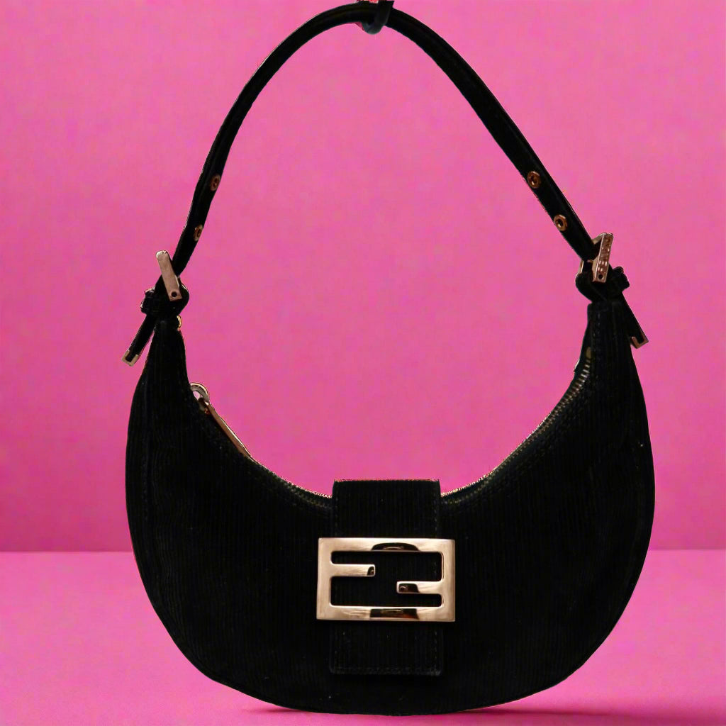 Fendi Half Moon Black Corduroy