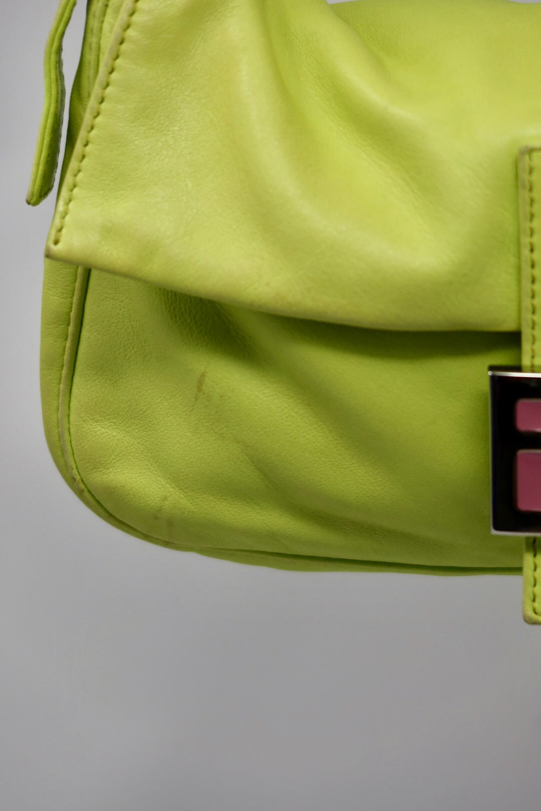 Fendi Baguette Lime Green Leather