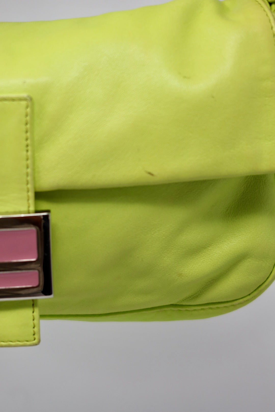 Fendi Baguette Lime Green Leather