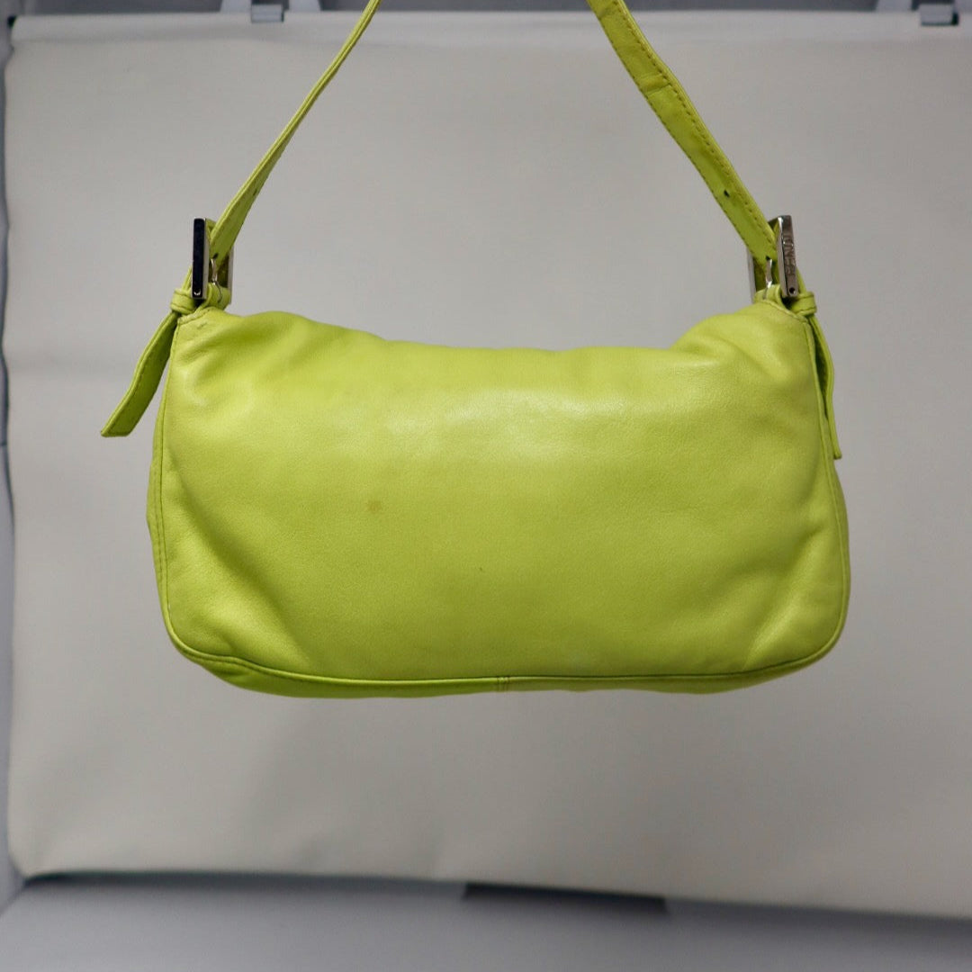 Fendi Baguette Lime Green Leather