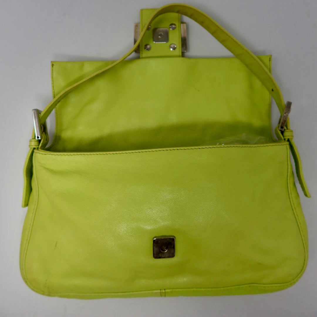 Fendi Baguette Lime Green Leather