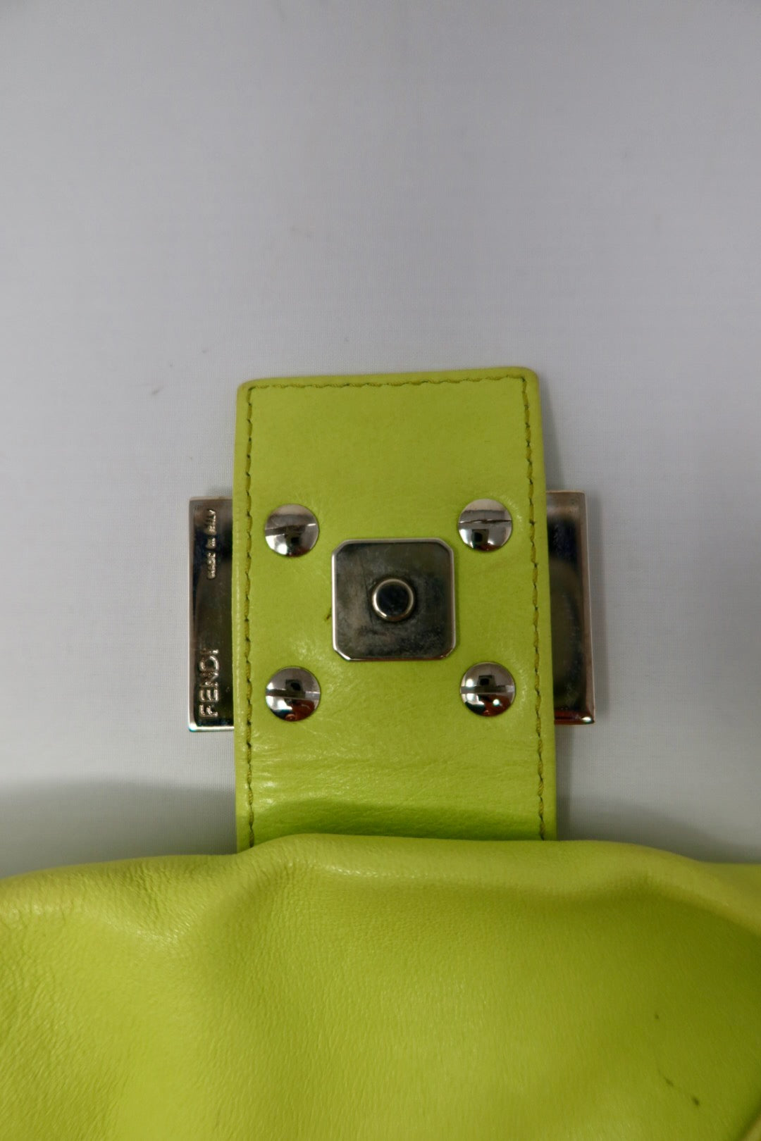 Fendi Baguette Lime Green Leather