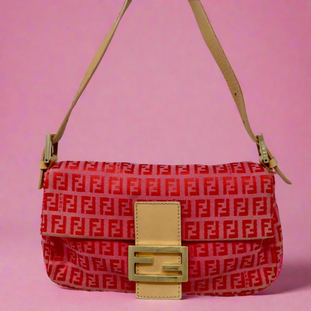 Fendi Baguette Pink Zucchino Print