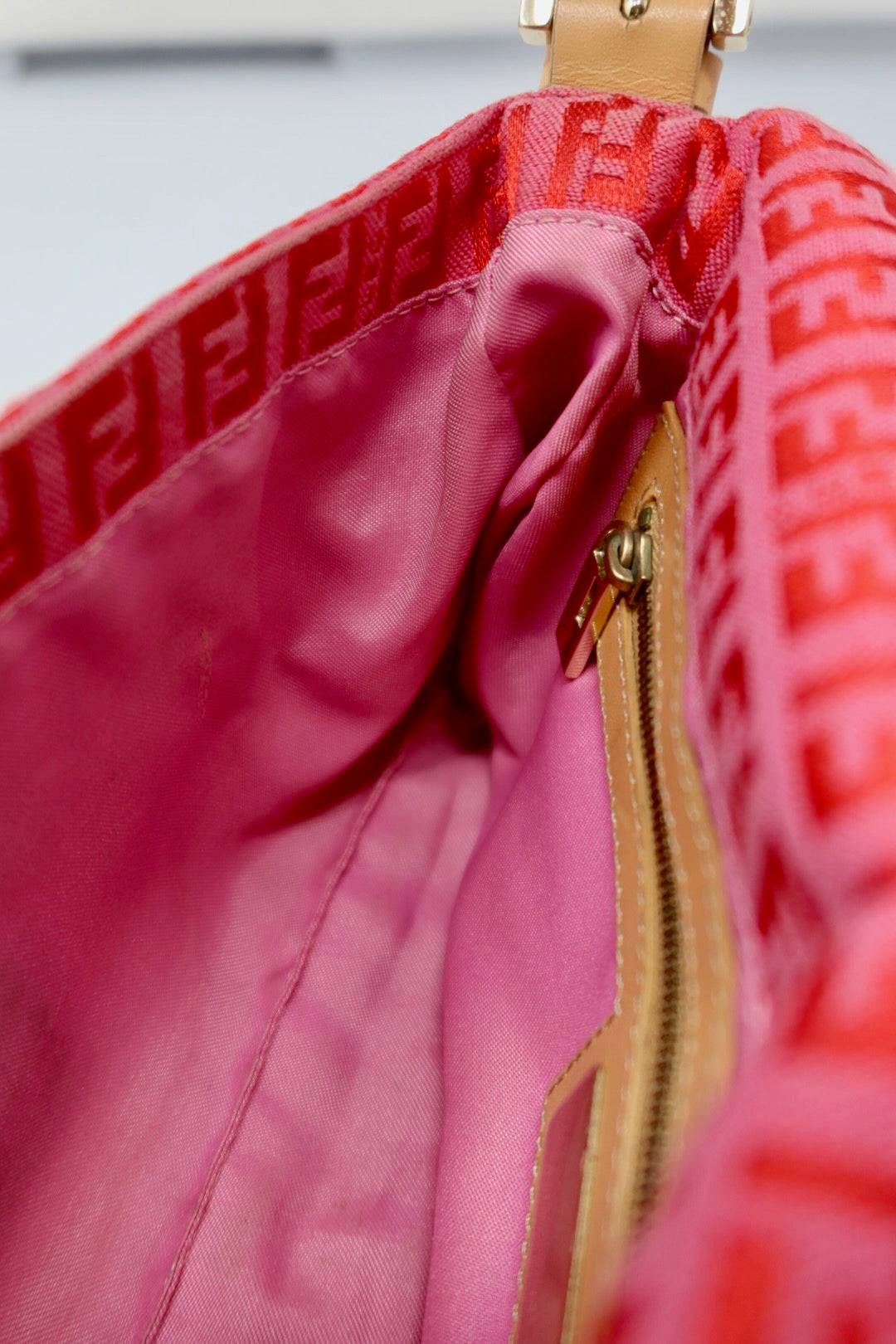 Fendi Baguette Pink Zucchino Print