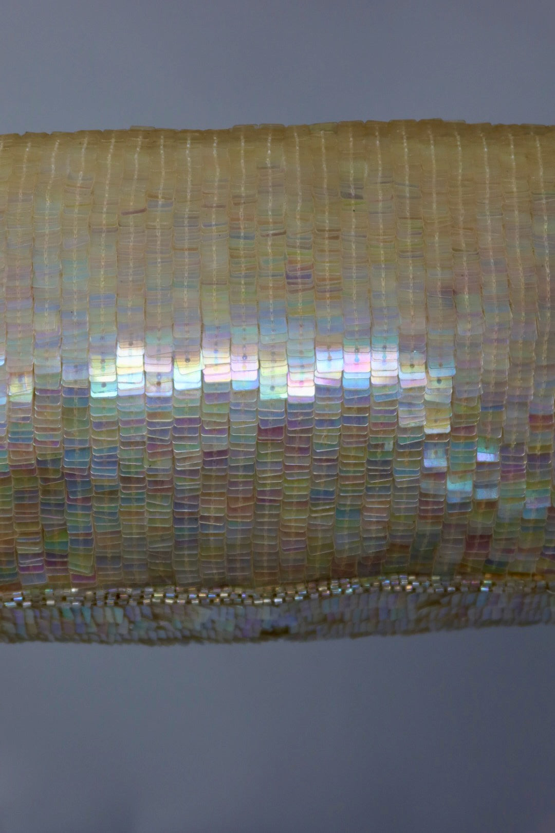 Fendi 1990's Cream Sequin Baguette Bag Ponyhair Trim