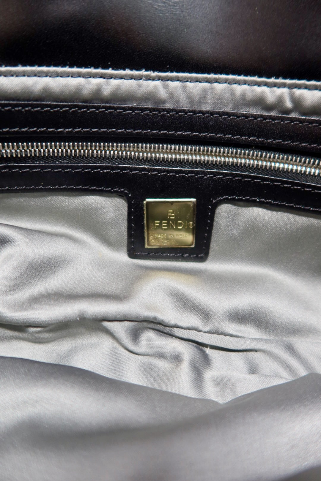 Fendi 1990's Cream Sequin Baguette Bag Ponyhair Trim