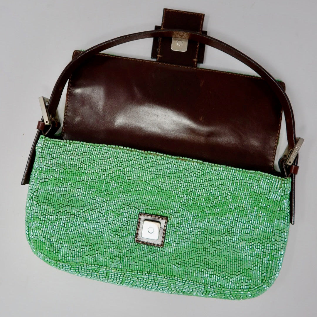 Fendi Beaded Baguette Green (comes with original duster and extra beads)